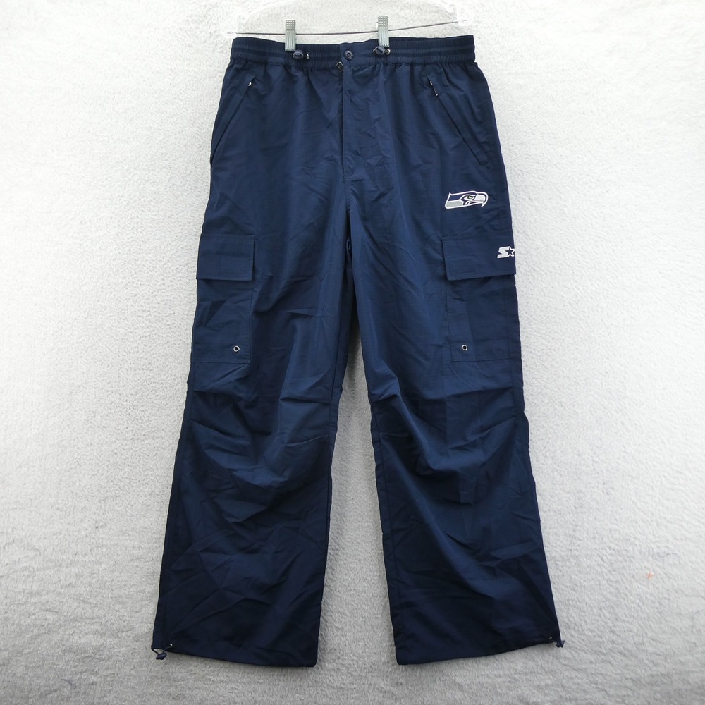 Starter Cargo Pants Mens Medium Seattle Seahawks Navy Blue Windbreaker Athletic